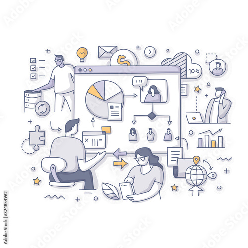 Real-Time Collaboration Doodle Concept Illustration