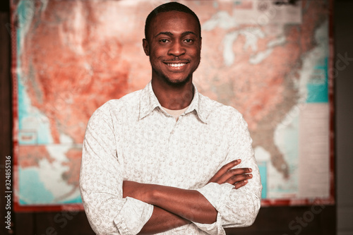 Young Black Entrepreneur On American Map Background