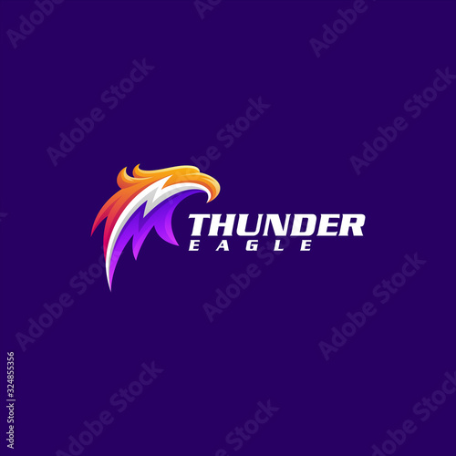 eagle thunder logo design vector illustration
