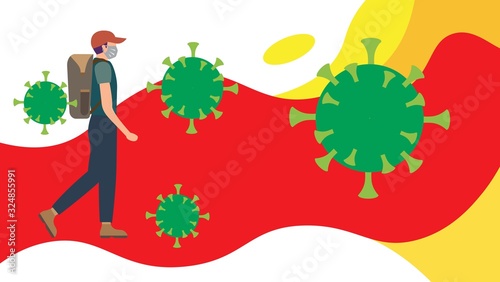Corona virus in China. people white medical face mask. Concept of coronavirus quarantine. vector ilustration