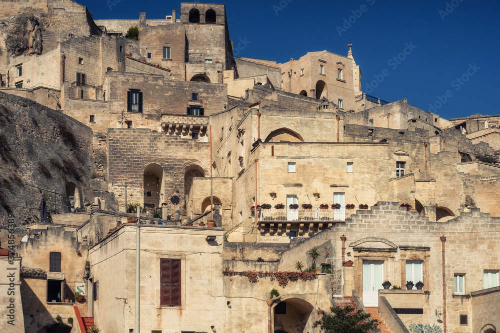 Streets of a beautiful Matera town, Italy