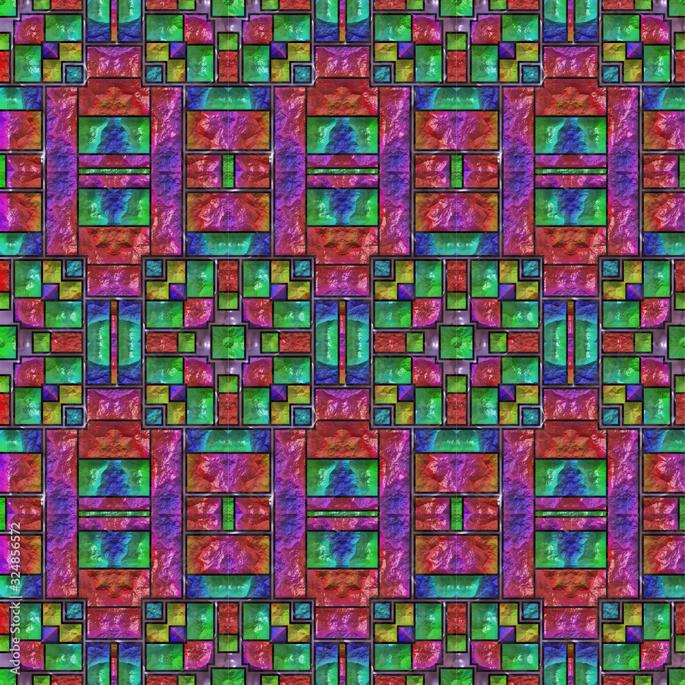 3d effect - abstract colorful mosaic style pattern