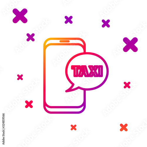 Color line Taxi call telephone service icon isolated on white background. Taxi for smartphone. Gradient random dynamic shapes. Vector Illustration