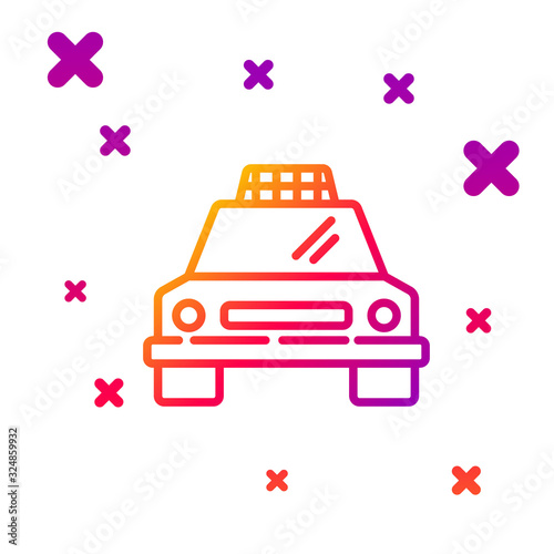 Color line Taxi car icon isolated on white background. Gradient random dynamic shapes. Vector Illustration
