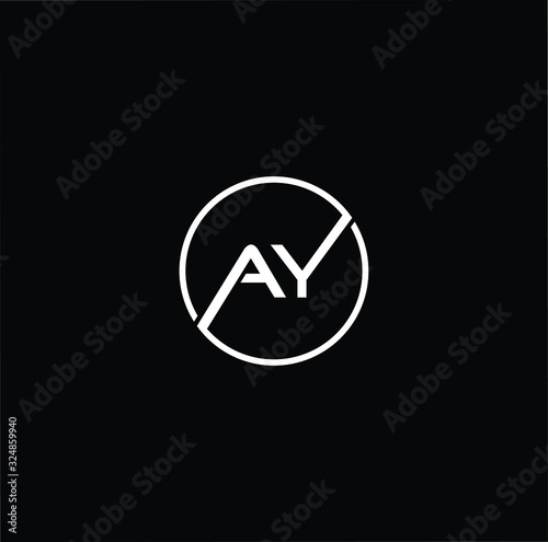 Outstanding professional elegant trendy awesome artistic black and white color AY YA initial based Alphabet icon logo.