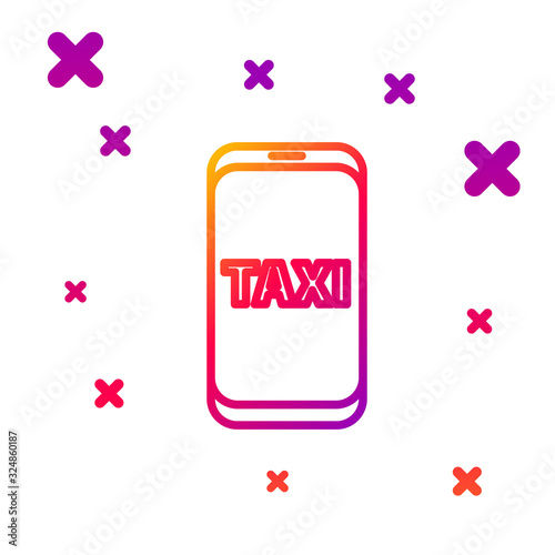 Color line Taxi call telephone service icon isolated on white background. Taxi for smartphone. Gradient random dynamic shapes. Vector Illustration