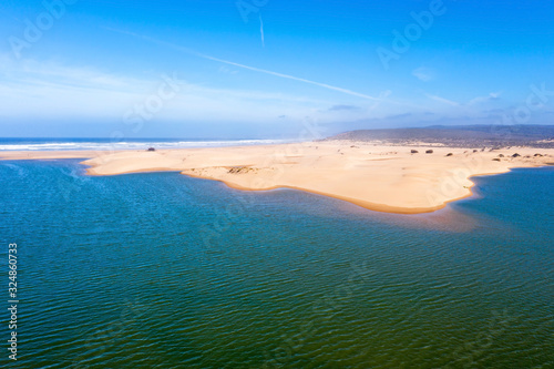 Aerial from Carapateira beach on the westcoast in Portugal