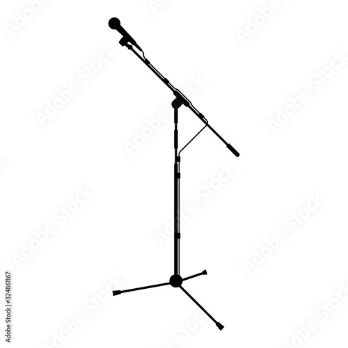 Stand microphone Sound recording equipment Racks for mic icon black color vector illustration flat style image