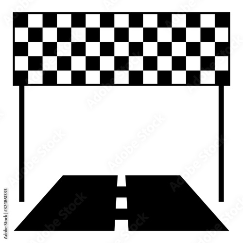 Finish and road line racing track Success concept Finishing icon black color vector illustration flat style image