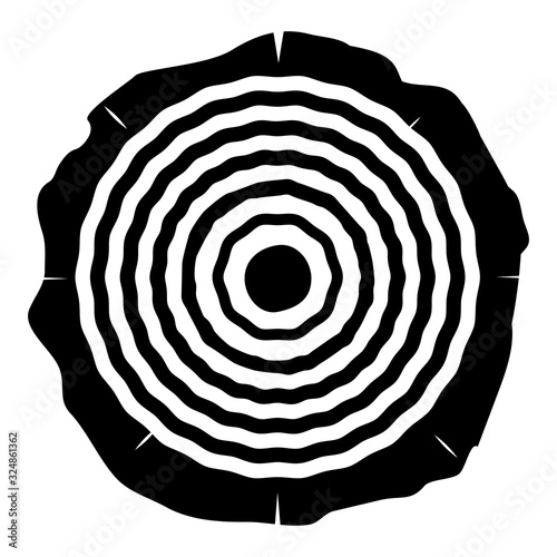Cut tree Wood rings trunk Timber wooden texture icon black color vector illustration flat style image