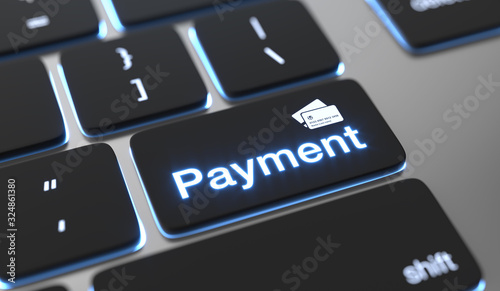 Payment text on keyboard button. Online payment concept. photo