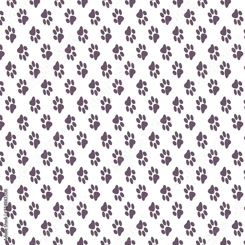 Seamless illustration of a repeating pattern of dog paws