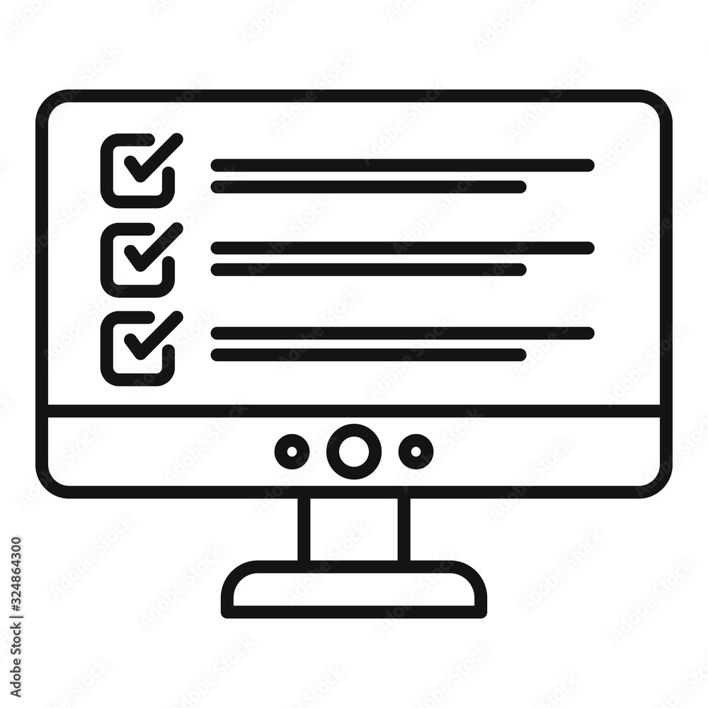 Inventory computer monitor icon. Outline inventory computer monitor vector icon for web design isolated on white background Inventory computer monitor icon. Outline inventory computer monitor vector icon for web design isolated on white background