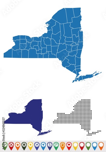 Set outline maps of Ny-York state