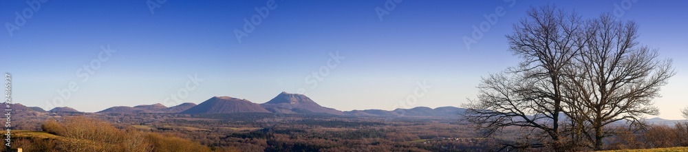 Panoramic view of Puy-de-Dome, Auvergne volcano, Domes chain