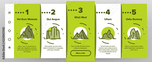 Ridge Onboarding Icons Set Vector. Ridge Peak Climbs For Extreme Sport, Adventure And Expedition Illustrations