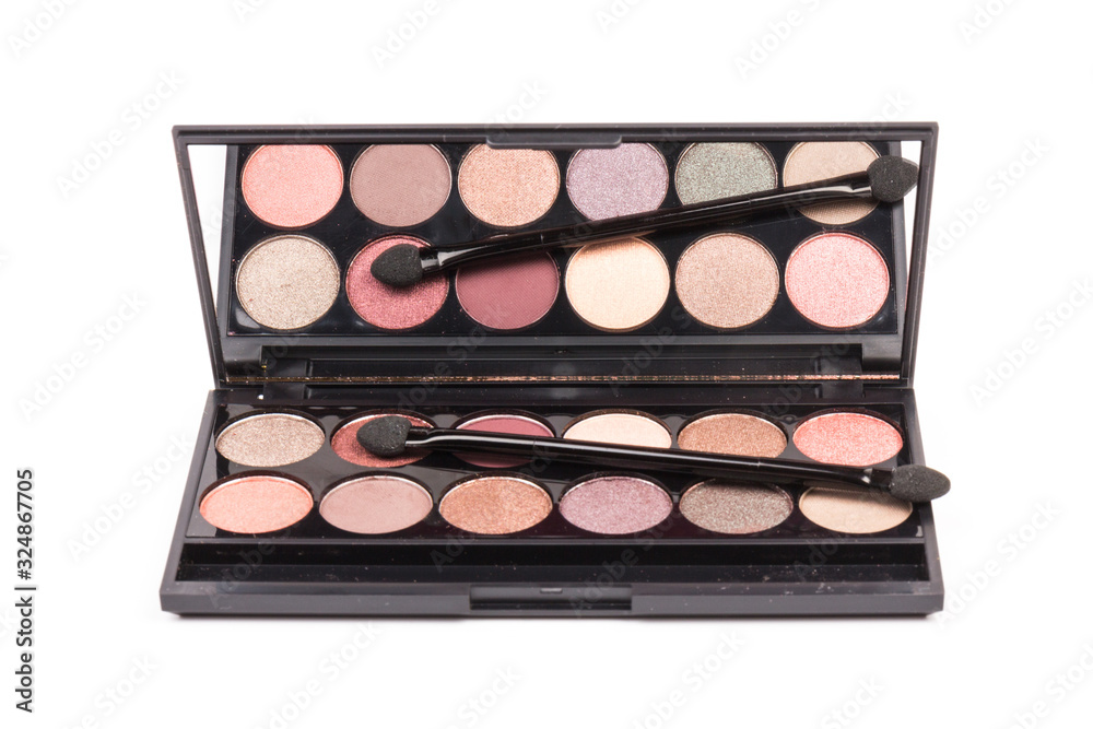 set of pastel eyeshadows isolated on white background set of pastel eyeshadows isolated on white background