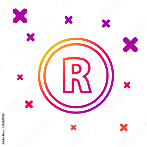 Color line Registered Trademark icon isolated on white background. Gradient random dynamic shapes. Vector Illustration