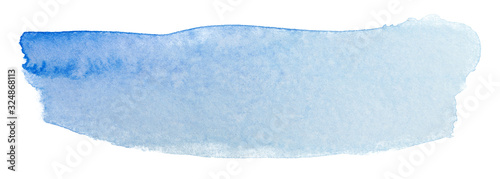 Watercolor stain blue element. Watercolor texture on paper photo on a white background isolated