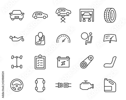 set of car part icons, car care service, repair