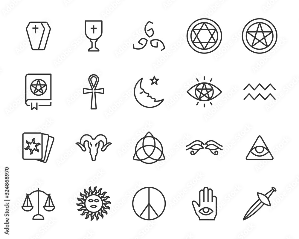 Fototapeta premium set of occult icons, magic, astrology
