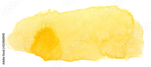 Watercolor yellow stain element. Watercolor texture on paper photo on a white background isolated © Alex