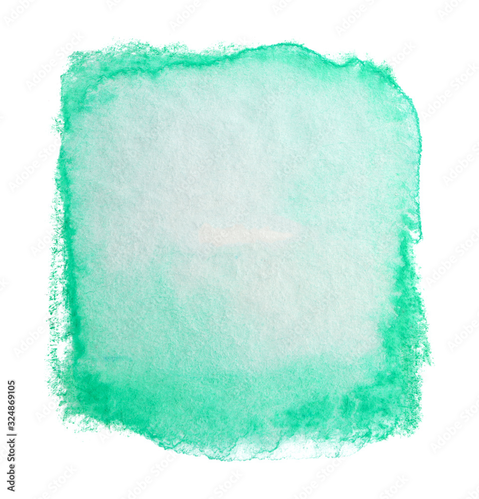 Watercolor green stain element. Watercolor texture on paper photo on a white background isolated
