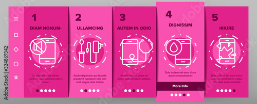 Phone Repair Service Onboarding Icons Set Vector. Mobile Repair, Equipment For Diagnostic And Fixing Smartphone, Broken Screen Illustrations