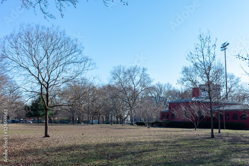 Open Grass Field at McCarren Park in Williamsburg Brooklyn New York photo