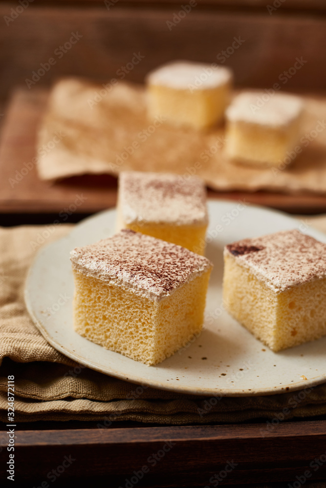 Closeup Milk cake.