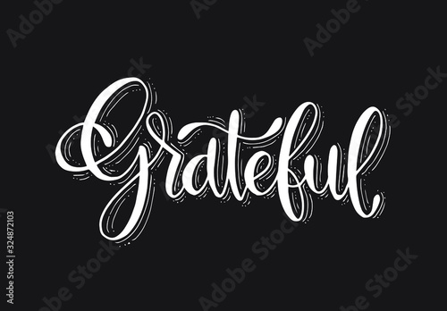 Grateful - hand lettering, hand drawn card, vector illustration