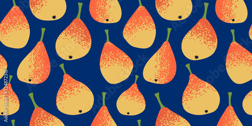 seamless pattern with yellow-orange pears