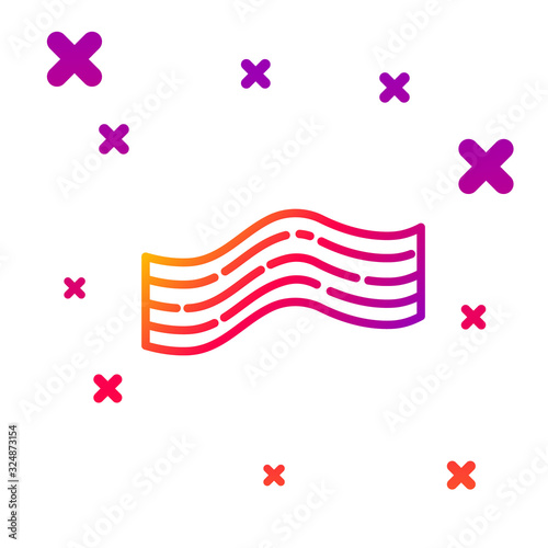 Color line Bacon stripe icon isolated on white background. Gradient random dynamic shapes. Vector Illustration