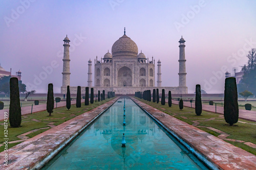 Taj Mahal is an ivory white marble mausoleum on Yamuna river in the Indian city, Taj Mahal is most beautiful monuments in India and one of the wonders of the world, Agra, Uttar Pradesh, India.