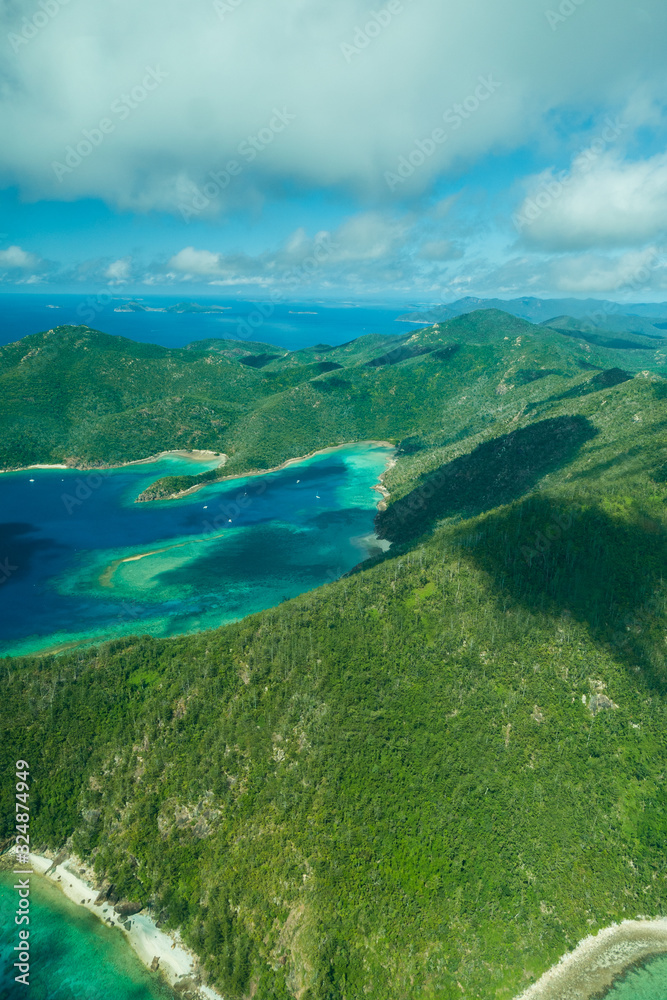 Fototapeta premium Aerial view tropical Whitsunday Islands Australia