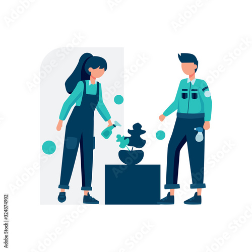 Cleaning service clean and maintain the room vector illustration