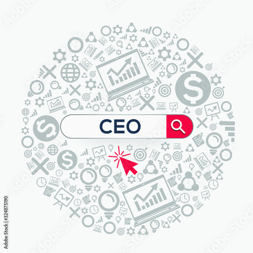 CEO mean (chief executive officer) Word written in search bar ,Vector illustration.