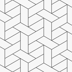 Fototapete Schwarz-weiße geometrische Muster Lineares Korbgeflecht Geometrischer Hintergrund  © milezaway