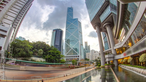 Tablou pe pânză The Hong Kong Corporate Buildings day timelapse