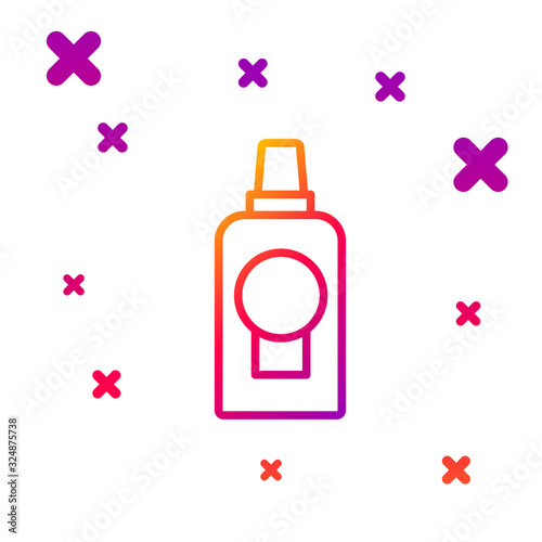 Color line Mouthwash plastic bottle icon isolated on white background. Liquid for rinsing mouth. Oralcare equipment. Gradient random dynamic shapes. Vector Illustration