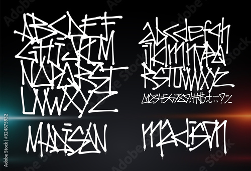 Cyber font. Letters and Numbers futuristic graffiti vector font