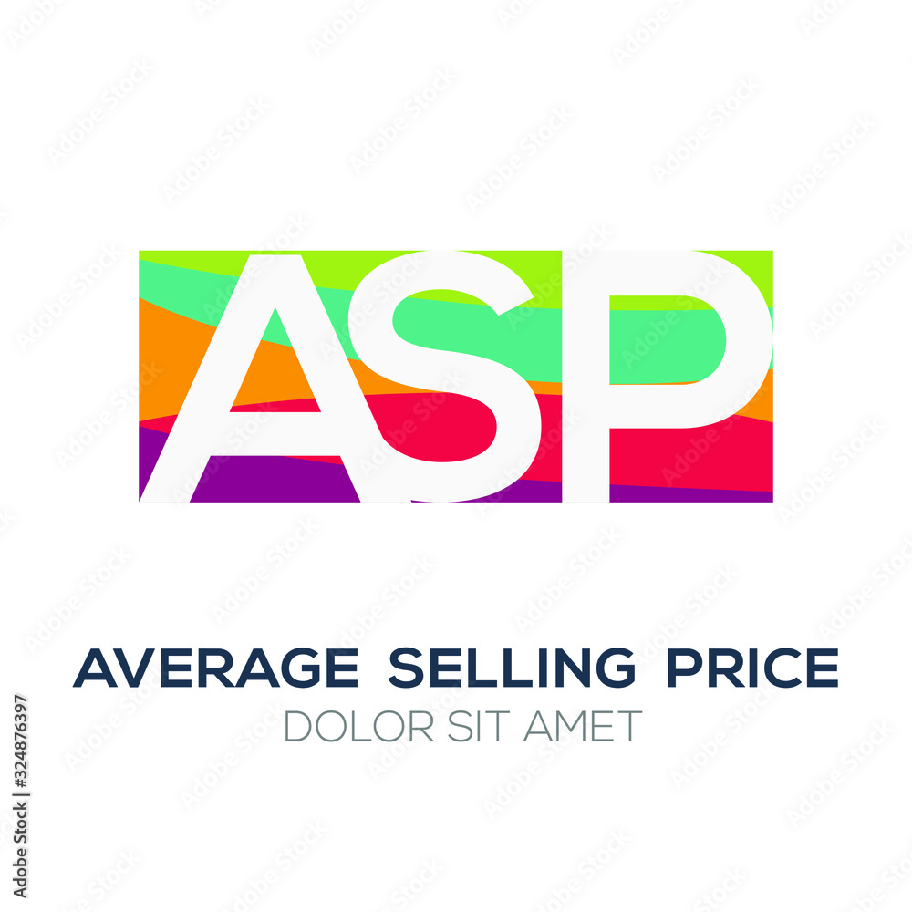 Creative colorful logo , ASP mean (average selling price) .