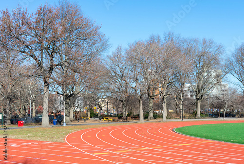 Circular Running Track at McCarren Park in Williamsburg Brooklyn New York photo