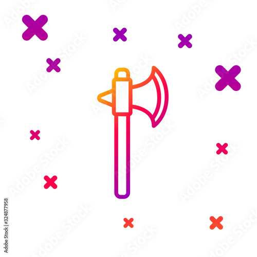 Color line Medieval axe icon isolated on white background. Battle axe, executioner axe. Gradient random dynamic shapes. Vector Illustration