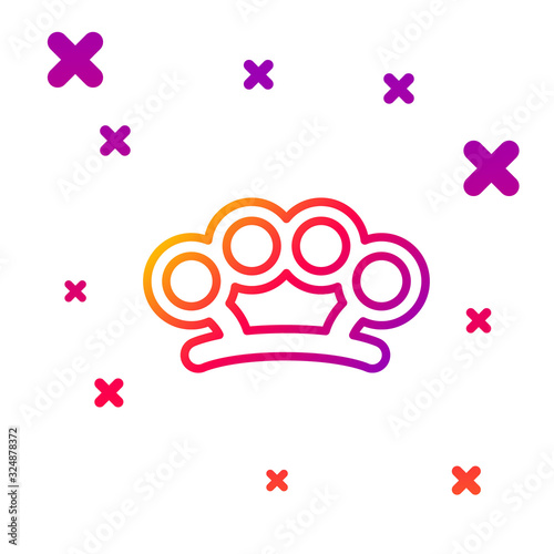 Color line Brass knuckles icon isolated on white background. Gradient random dynamic shapes. Vector Illustration
