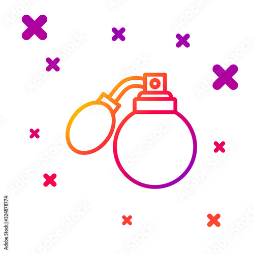 Color line Aftershave bottle with atomizer icon isolated on white background. Cologne spray icon. Male perfume bottle. Gradient random dynamic shapes. Vector Illustration