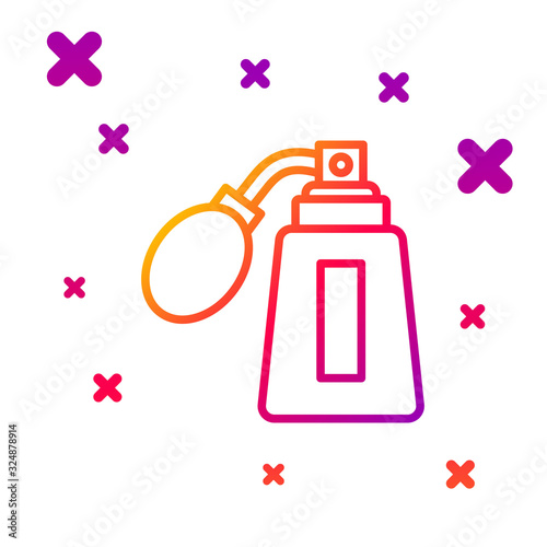 Color line Aftershave bottle with atomizer icon isolated on white background. Cologne spray icon. Male perfume bottle. Gradient random dynamic shapes. Vector Illustration