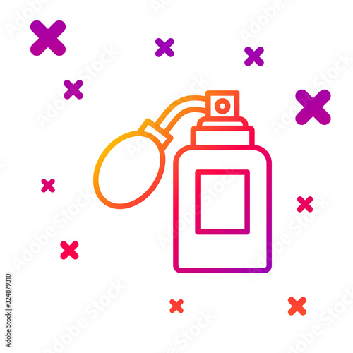Color line Aftershave bottle with atomizer icon isolated on white background. Cologne spray icon. Male perfume bottle. Gradient random dynamic shapes. Vector Illustration
