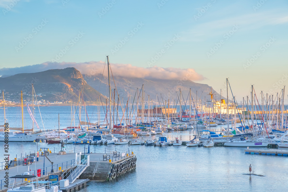Simons town , cape town , South Africa - October 2018 : Simons Town harbor in the beautyful moring