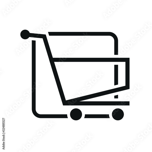 shopping cart illustration, web icon, flat style